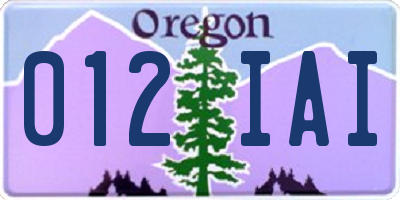 OR license plate 012IAI