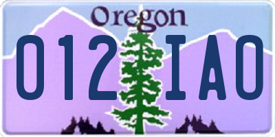OR license plate 012IAO