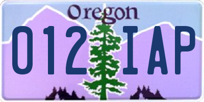 OR license plate 012IAP