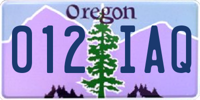 OR license plate 012IAQ