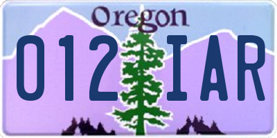 OR license plate 012IAR
