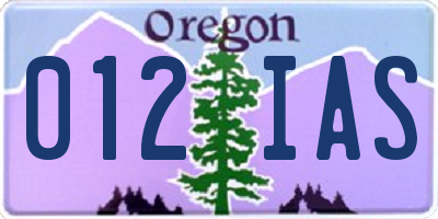 OR license plate 012IAS