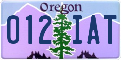 OR license plate 012IAT