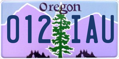 OR license plate 012IAU