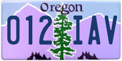 OR license plate 012IAV