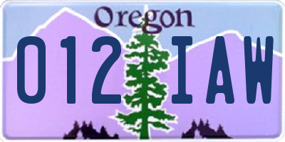 OR license plate 012IAW