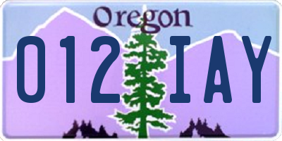 OR license plate 012IAY