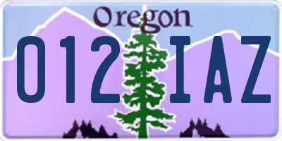 OR license plate 012IAZ