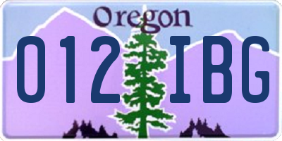 OR license plate 012IBG