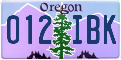 OR license plate 012IBK