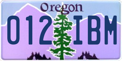 OR license plate 012IBM