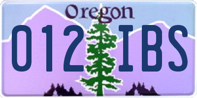 OR license plate 012IBS