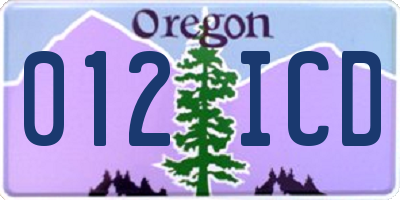OR license plate 012ICD