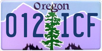 OR license plate 012ICF