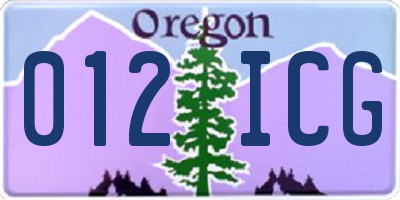 OR license plate 012ICG