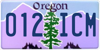 OR license plate 012ICM
