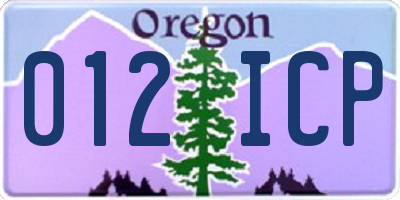 OR license plate 012ICP