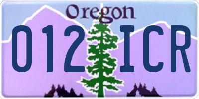 OR license plate 012ICR