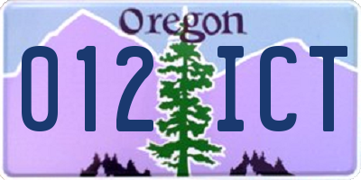 OR license plate 012ICT