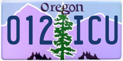 OR license plate 012ICU