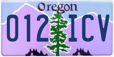 OR license plate 012ICV