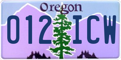 OR license plate 012ICW