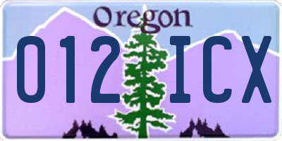 OR license plate 012ICX
