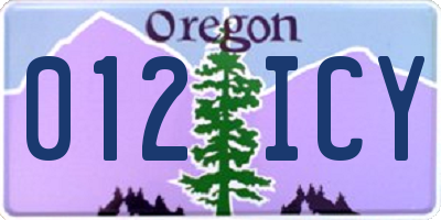 OR license plate 012ICY