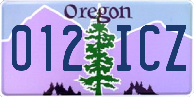 OR license plate 012ICZ