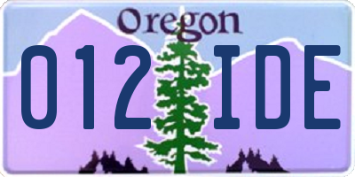 OR license plate 012IDE