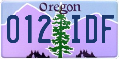 OR license plate 012IDF