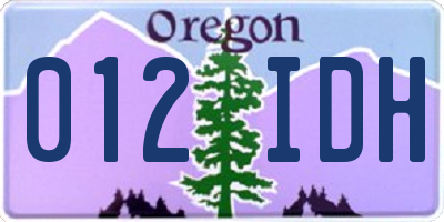 OR license plate 012IDH