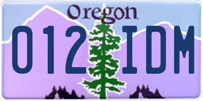OR license plate 012IDM