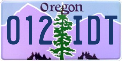 OR license plate 012IDT
