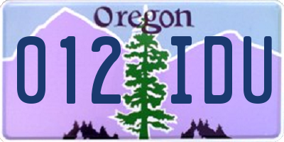 OR license plate 012IDU