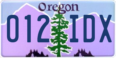 OR license plate 012IDX