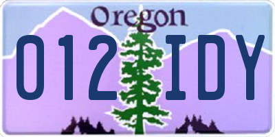 OR license plate 012IDY
