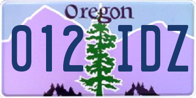 OR license plate 012IDZ