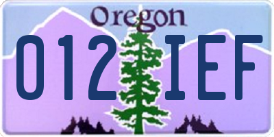 OR license plate 012IEF