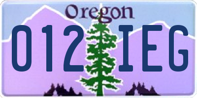 OR license plate 012IEG