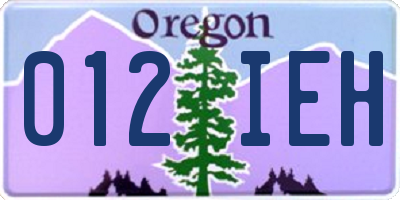 OR license plate 012IEH