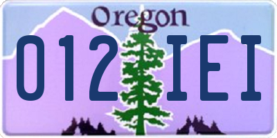 OR license plate 012IEI