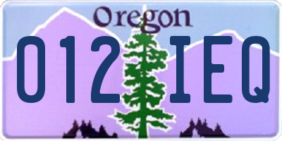 OR license plate 012IEQ