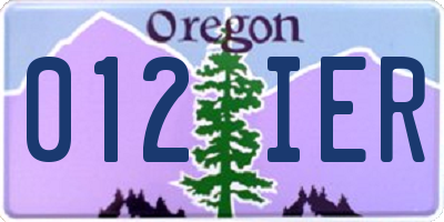 OR license plate 012IER