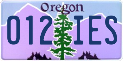 OR license plate 012IES