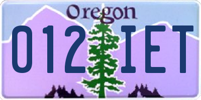 OR license plate 012IET