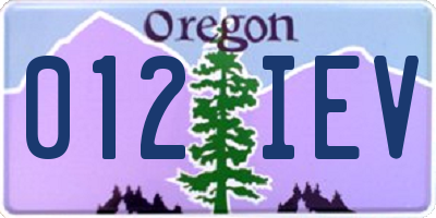 OR license plate 012IEV