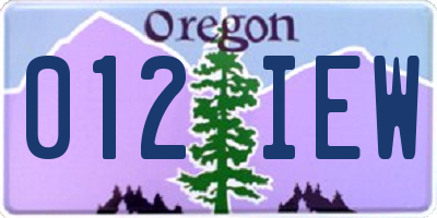 OR license plate 012IEW