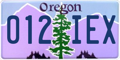 OR license plate 012IEX