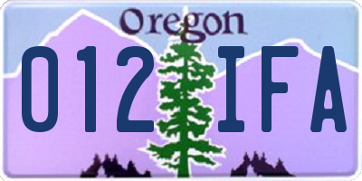 OR license plate 012IFA